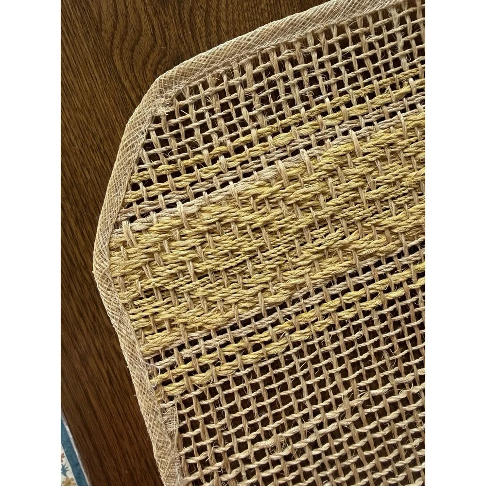 Vintage 70s Boho Open Weave Abaca Sisal‎ Placemats - Yellow & Beige - Set of 4